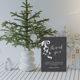 Carte De Remerciements Baby Shower Minimal Argent Noir Arc d'Hiver Neige 