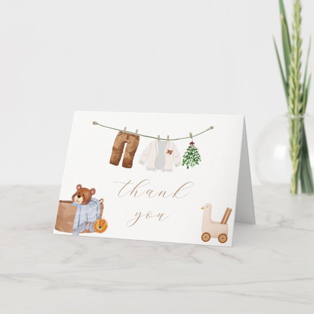 Carte De Remerciements Baby shower minimal Boho Boy (Devant)