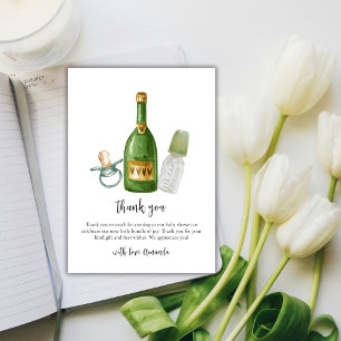Carte De Remerciements Baby shower minimaliste de bouteilles de champagne