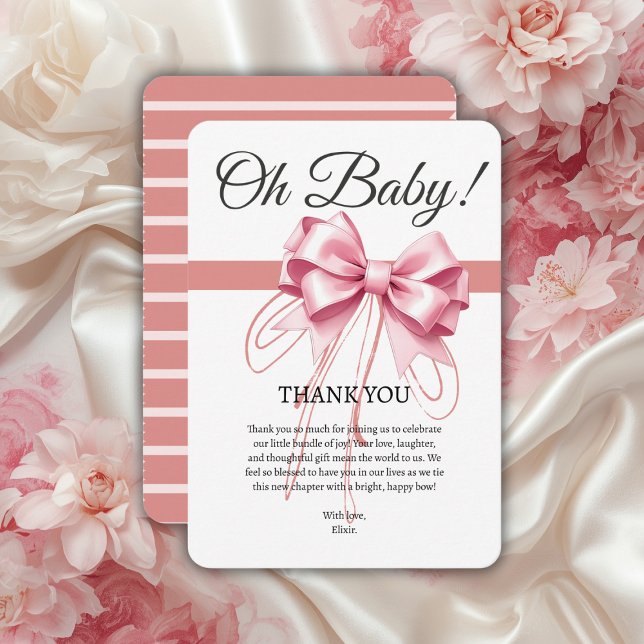 Carte De Remerciements Baby shower minimaliste de cabot rose (Créateur téléchargé)