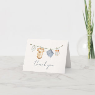 Carte De Remerciements Baby shower minimaliste de ligne de linge Boho