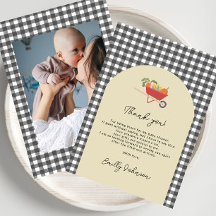Carte De Remerciements Baby Shower MoCountry Rustique Gris Gingham