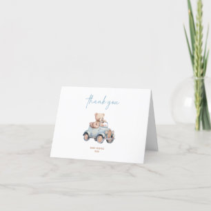 Carte De Remerciements Baby shower moderne Blue Teddy Bear Boy