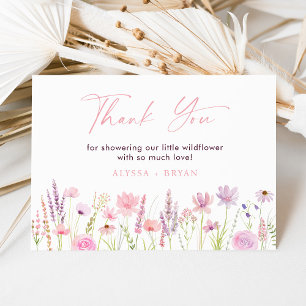 Carte De Remerciements Baby shower moderne Boho Fleur sauvage Meadow