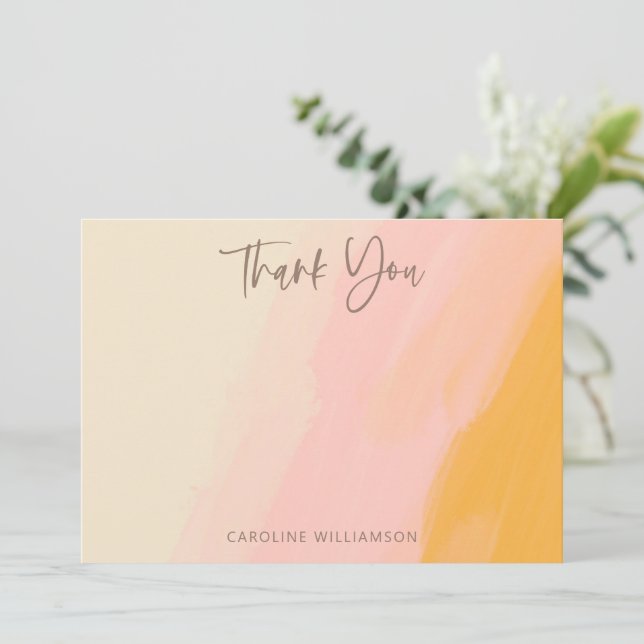 Carte De Remerciements Baby shower moderne Boho rose jaune mignon Script (Debout devant)