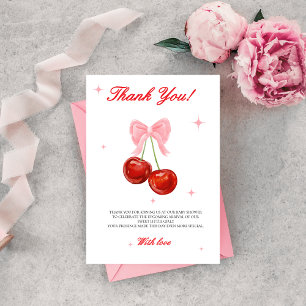 Carte De Remerciements Baby shower moderne cerise