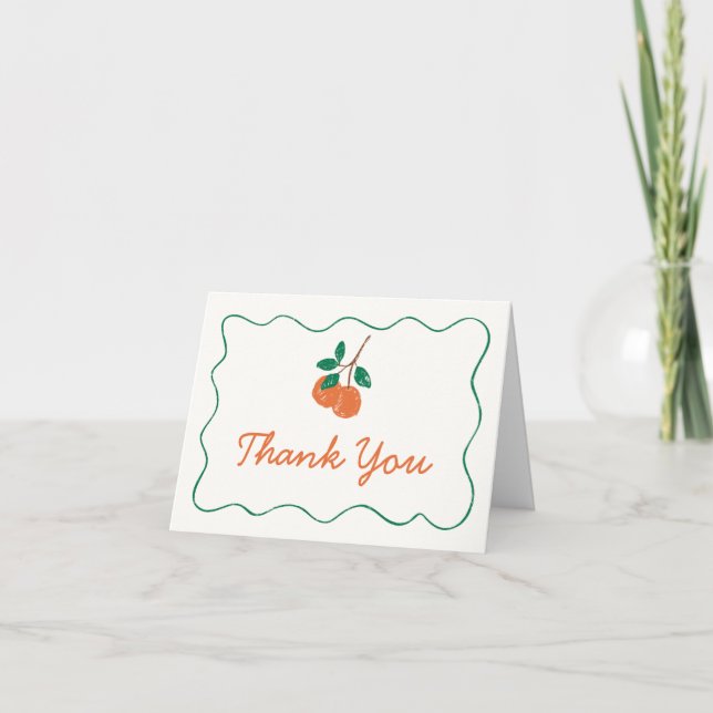 Carte De Remerciements Baby shower moderne Citrus Little Cutie (Devant)
