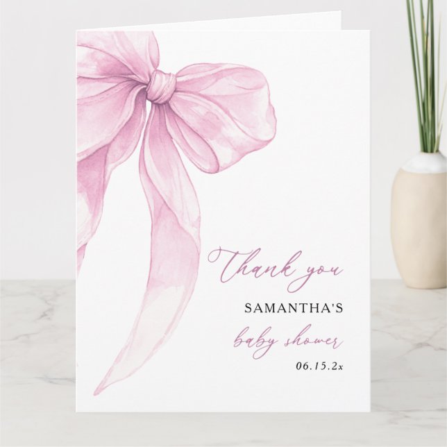 Carte De Remerciements Baby shower moderne de la boue rose (Devant)