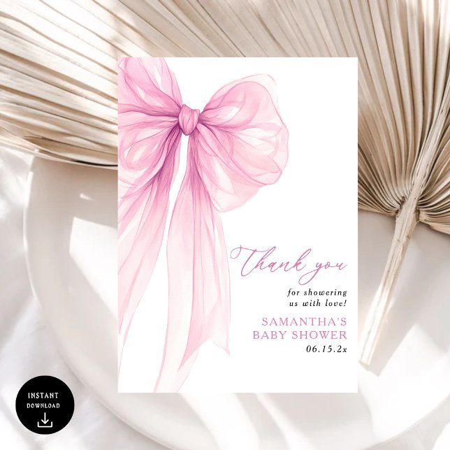 Carte De Remerciements Baby shower moderne de la boue rose (Créateur téléchargé)
