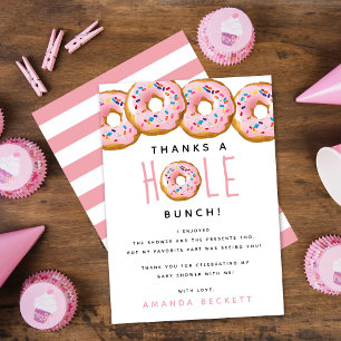 Carte De Remerciements Baby shower moderne Filles de Donut Saupoudrer