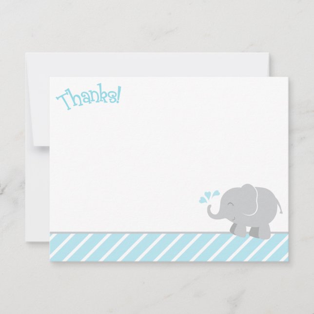 Carte De Remerciements Baby shower moderne Sky Blue et Grey Elephant Boy (Devant)