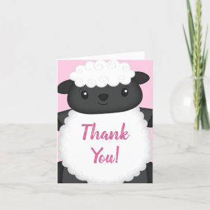 Carte De Remerciements Baby shower mouton rose