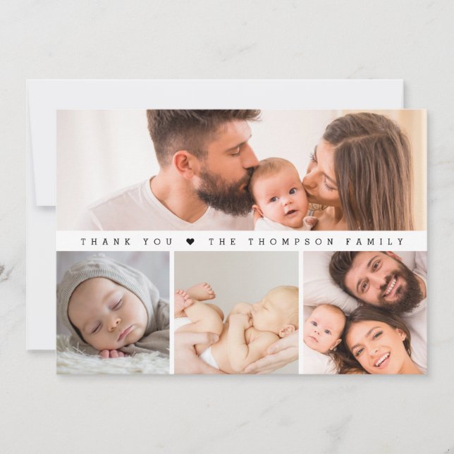 Carte De Remerciements Baby shower Multi Photos Simple (Devant)