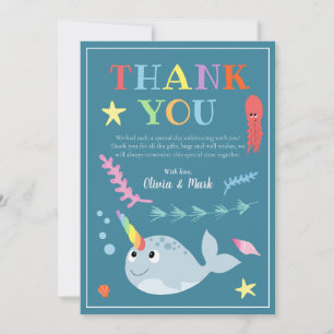 Carte De Remerciements Baby shower Narwhal Neutre Pour Les Sexes
