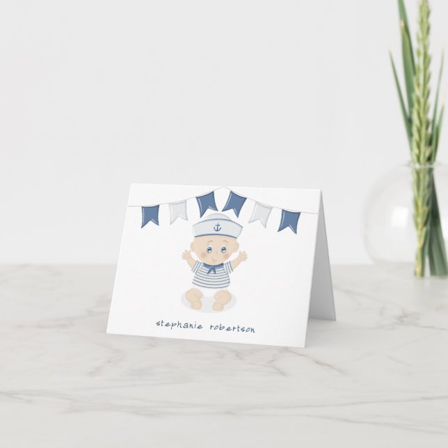 Carte De Remerciements Baby shower Nautical Baby Boy (Devant)