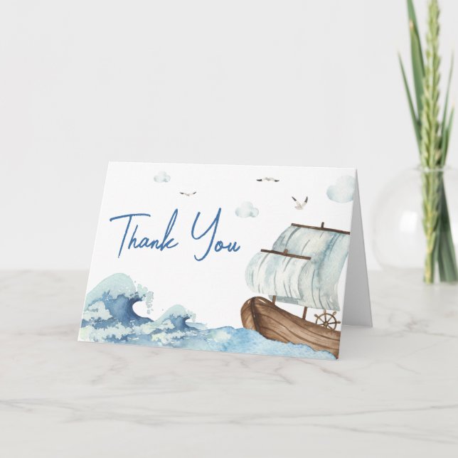 Carte De Remerciements Baby shower nautique (Devant)