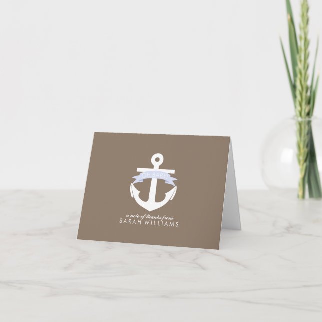Carte De Remerciements Baby shower nautique Ancre lavande (Devant)