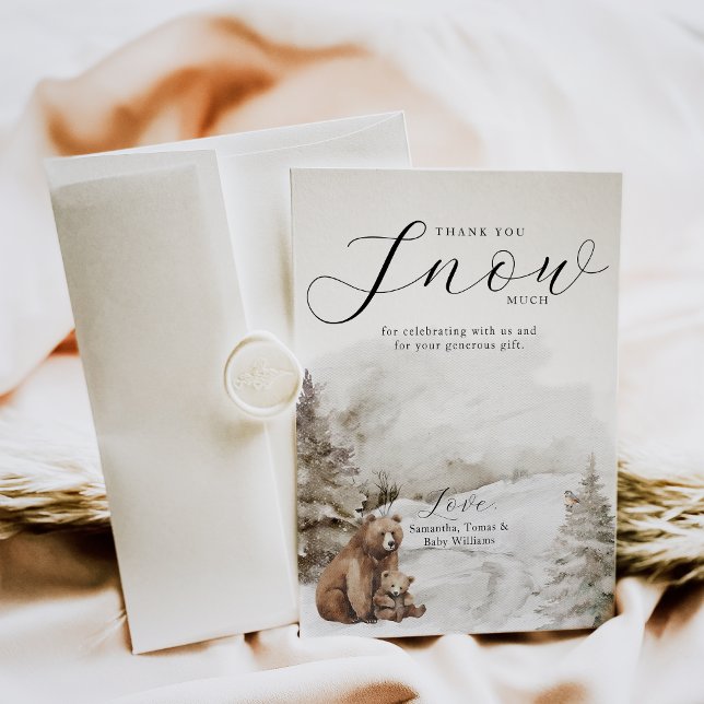 Carte De Remerciements Baby shower neutre à l'extérieur de la forêt d'hiv (Créateur téléchargé)