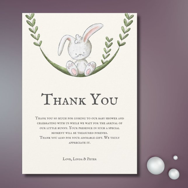 Carte De Remerciements Baby shower Neutre Bunny Moderne Cute (Créateur téléchargé)