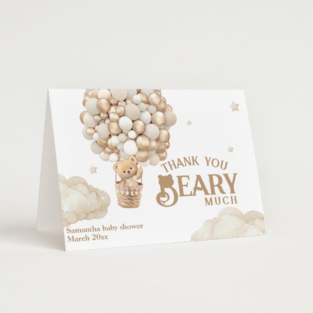Carte De Remerciements Baby shower neutre d'attente de l'ours en peluche (Créateur téléchargé)