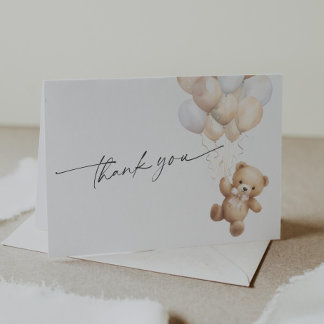 Carte De Remerciements Baby shower Neutre Genre Teddy Bear Thème
