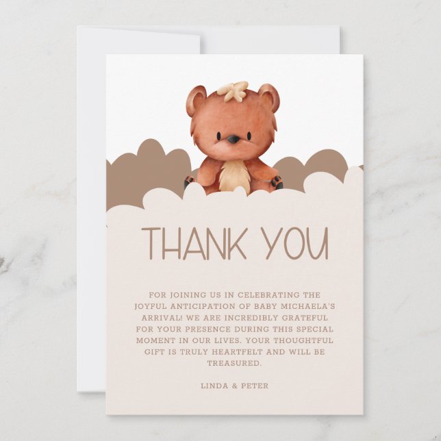 Carte De Remerciements Baby shower neutre homme-femme (Devant)