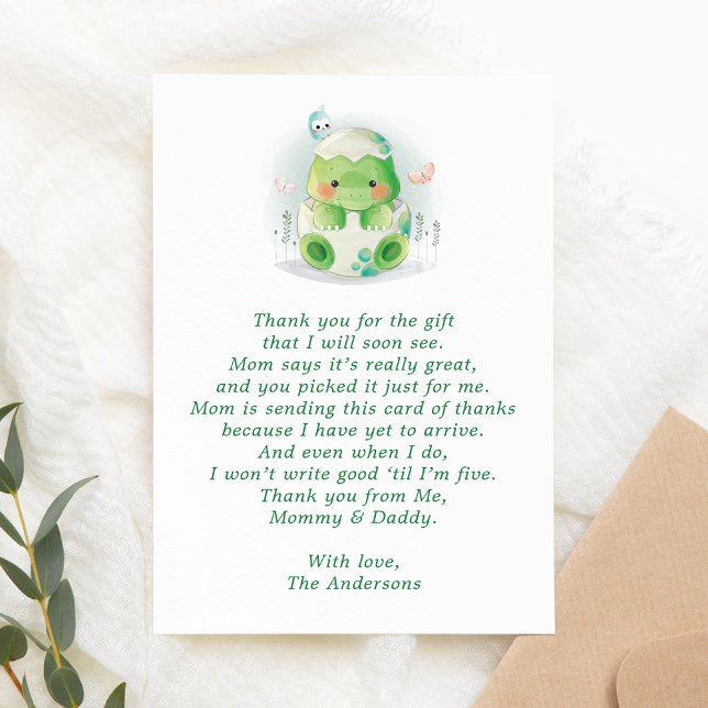 Carte de remerciements Baby shower Oeuf Dinosaur (Créateur téléchargé)