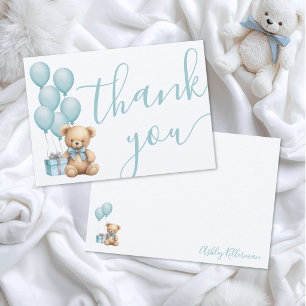 Carte De Remerciements Baby Shower Ours Bleu Garçon