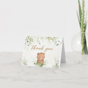 Carte De Remerciements Baby Shower Ours Brun Verdure