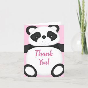 Carte De Remerciements Baby shower Ours Panda Rose
