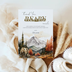Carte De Remerciements Baby Shower Ourson de la Montagne de la Chute des 