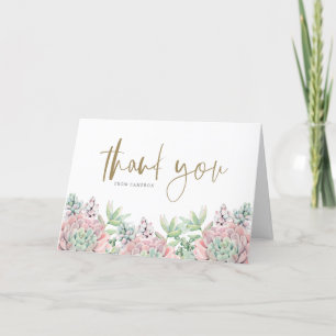 Carte De Remerciements Baby shower Pastel Watercolor Succulents