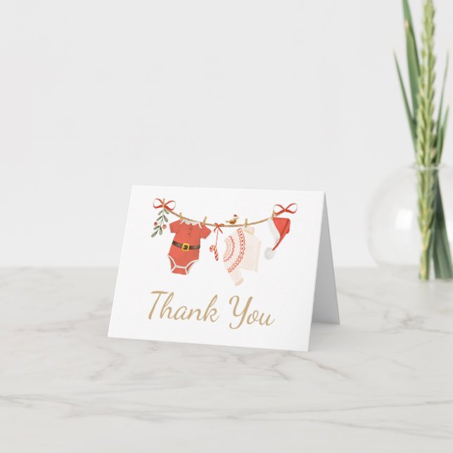Carte De Remerciements Baby shower Père Noël de Noël (Devant)