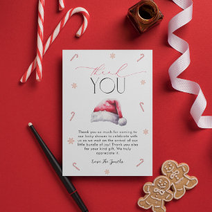 Carte De Remerciements Baby shower Père Noël de Noël tendance minimal