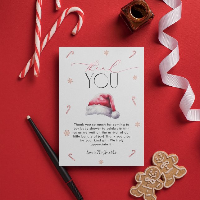Carte De Remerciements Baby shower Père Noël de Noël tendance minimal (Créateur téléchargé)
