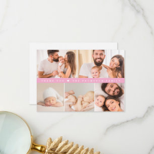 Carte De Remerciements Baby Shower personnalisé avec collage de photos ro