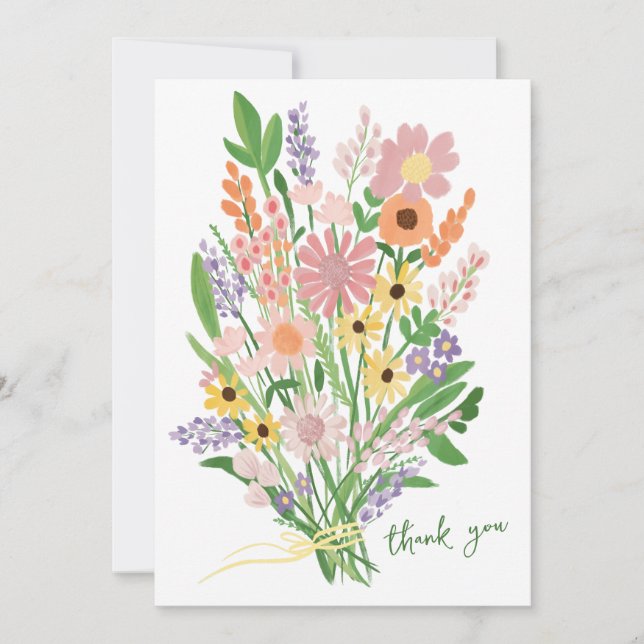 Carte De Remerciements Baby shower personnalisé peint à la main fleur sau (Devant)