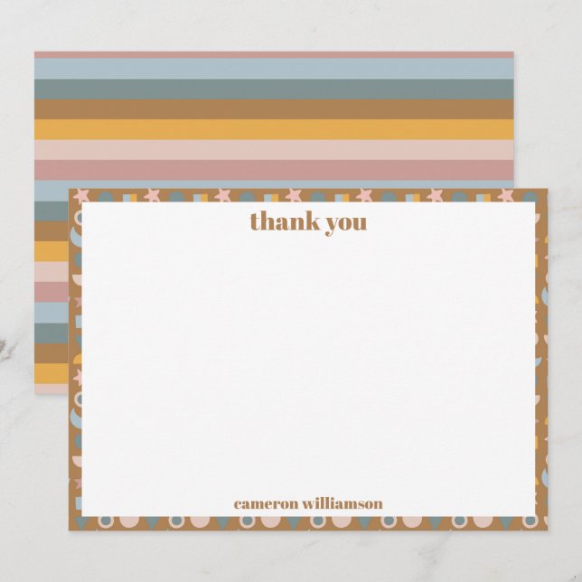 Carte De Remerciements Baby Shower Personnalisé Rétro et Champêtre Amusan (Devant / Derrière)