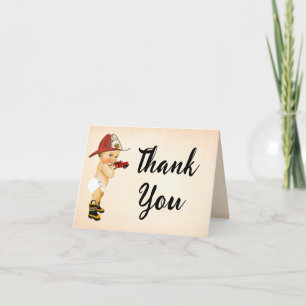 Carte de remerciements Baby shower petit pompier