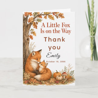Carte De Remerciements Baby Shower Petit Renard Automnal