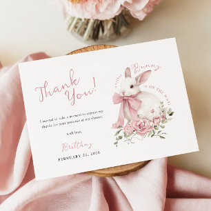 Carte De Remerciements Baby Shower Petite Fille Lapin