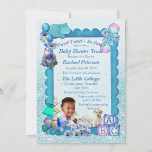 Carte De Remerciements Baby shower photo bleu turquoise