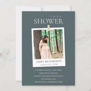 CARTE DE REMERCIEMENTS BABY SHOWER PHOTO CHIC GRAY MINIMAL PERSONNALISÉ I