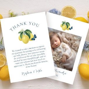 Carte De Remerciements Baby shower photo citron papillon