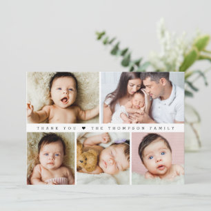 Carte De Remerciements Baby shower Photo Collage simple
