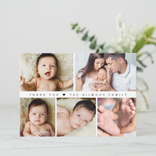 Carte De Remerciements Baby shower Photo Collage simple