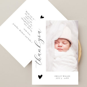 Carte De Remerciements Baby shower photo élégant à script tendance