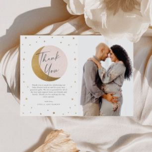 Carte De Remerciements Baby shower photo Lune et étoiles