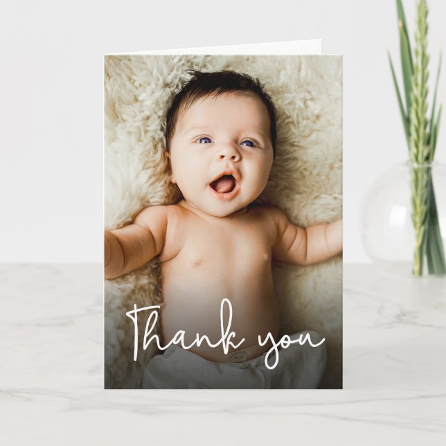 Carte De Remerciements Baby shower photo pour bébé personnalisé (Devant)
