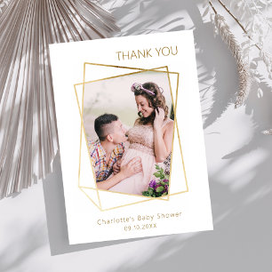 Carte De Remerciements Baby shower photo simple moderne